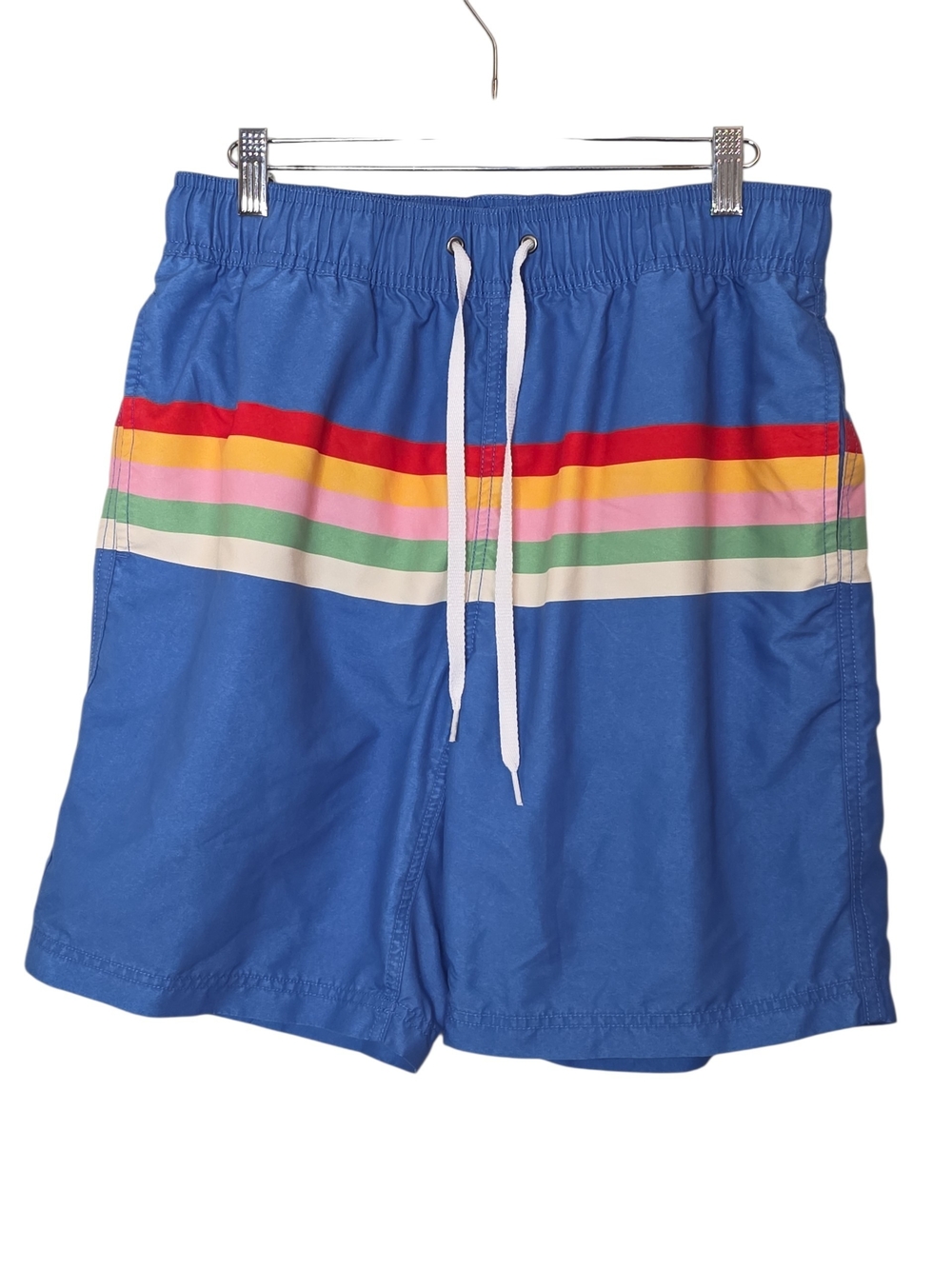 Mens Hanna Andersson horizontal striped swim trunks size medium